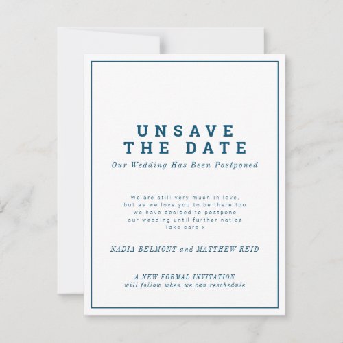 Unsave the date wedding change of plan postponed save the date