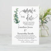 Unsave the dates wedding date change greenery invi invitation (Standing Front)