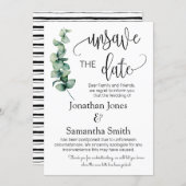 Unsave the dates wedding date change greenery invi invitation (Front/Back)