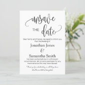 Unsave the dates wedding date change minimalist in invitation (Standing Front)