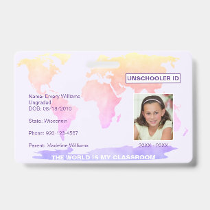 Unschooler Student ID World Map Badge