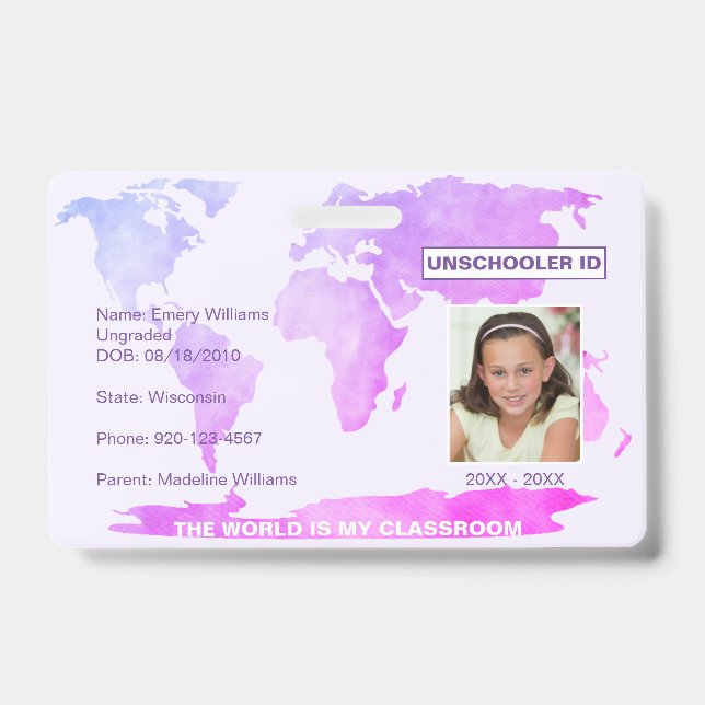 Unschooling Homeschooling Map Badge (Front)