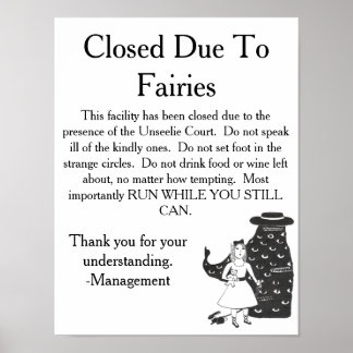 Unseelie Fairies Warning Sign