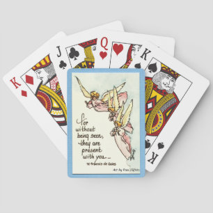 Unseen Guardian Angels text Gentle Angels in Cloud Poker Cards