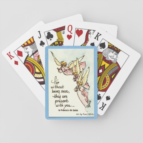 Unseen Guardian Angels text Gentle Angels in Cloud Poker Cards