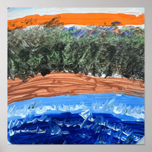 unset Ocean Forest Landscape - Art by 8-Year-Old Poster