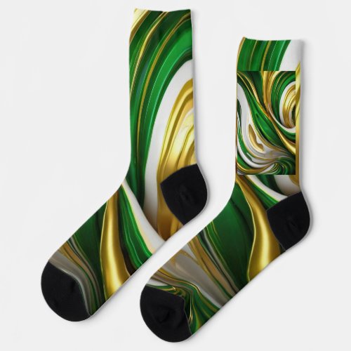 Unsex Green Golden Classic Matching Tie Set Socks