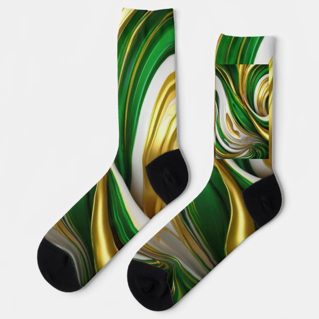 Unsex Green Golden Classic Matching Tie Set Socks (Left)