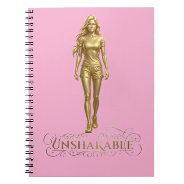 Unshakable: Power Written in Gold notebook pink  (Front)