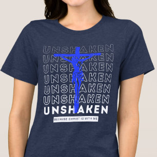 Unshaken -Faith Christian Spiritual Navy Blue Tri-Blend Shirt