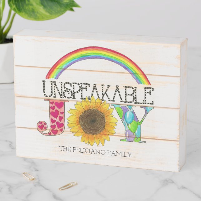 Unspeakable Joy Personalized Wood Box Sign (In Situ Horizontal)