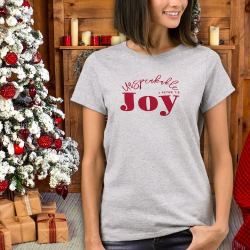 Unspeakable Joy Typography Christian Modern Red T_Shirt