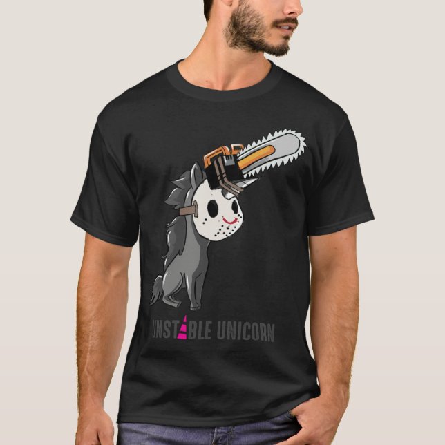 Unstable Unicorn, Chainsaw, boyfriend  T-Shirt (Front)