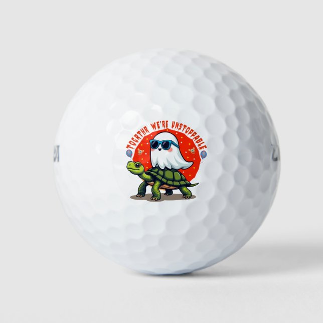 Unstoppable Ghost and Turtle Adventure Design  Golf Balls (Front)