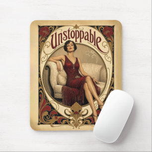 Unstoppable Poised Woman in Art Nouveau Style Mouse Pad
