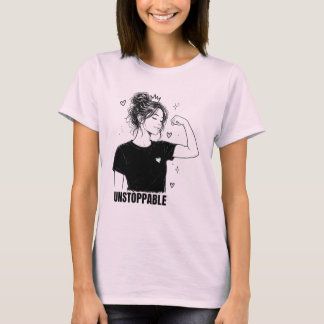 Unstoppable Strong Girl Line Art with Crown T-Shirt