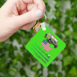 Unstoppable veterans bright green keychain