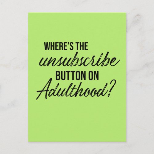Unsubscribe Button Quote customise colour Postcard