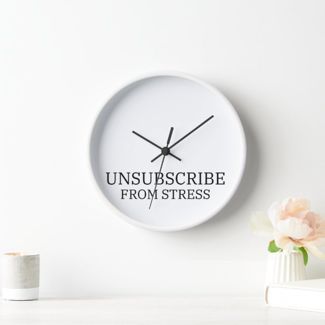 Unsubscribe From Stress Analog Typography Wall  Clock (Home)
