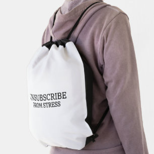 Unsubscribe From Stress Minimalist Cinch Drawstring Bag