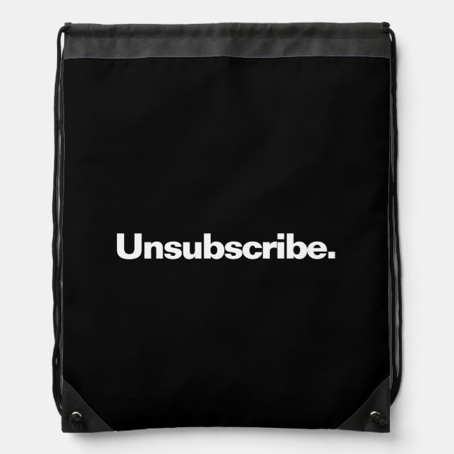 Unsubscribe one word white text minimalism funny drawstring bag (Front)