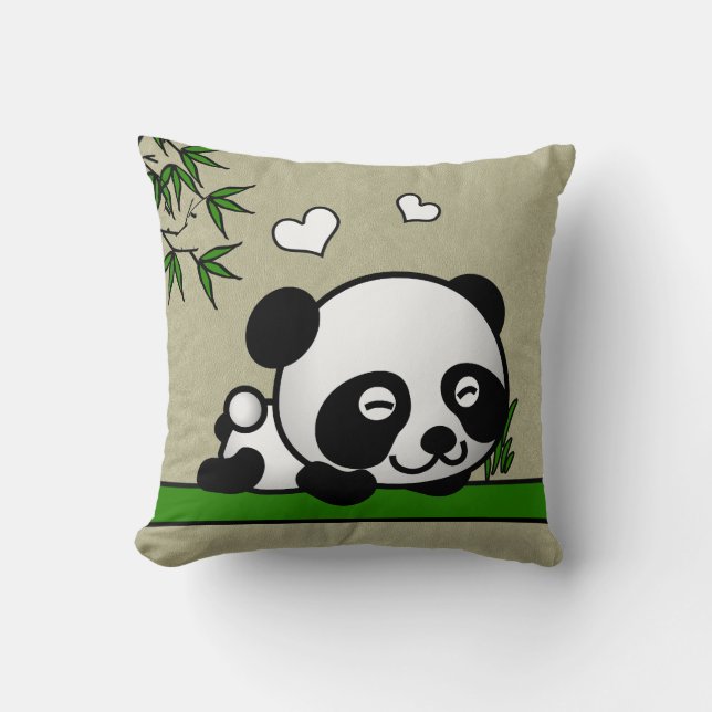 Unsuspecting Panda Throw Pillow (Front)