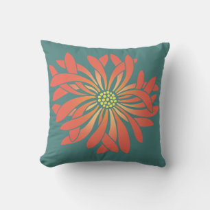 Untamed Coral Flower Throw Pillow