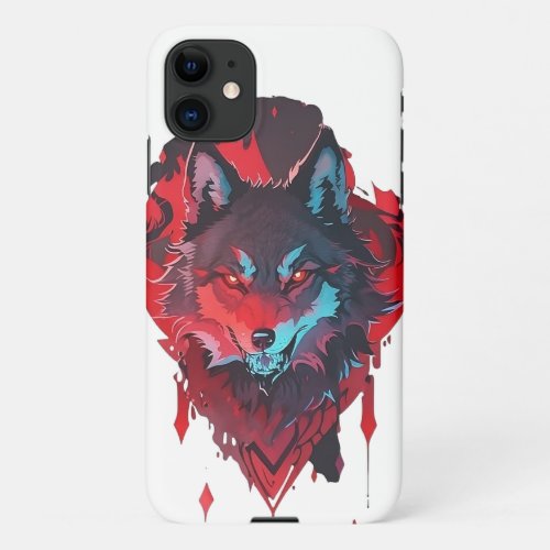 Untamed Elegance The Wolf in Red iPhone 11 Case