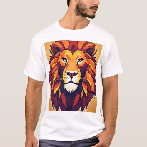 Untamed Energy Dynamic Geometric Lion T_Shirt