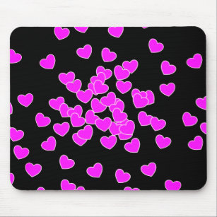 Untamed Hearts, Striking Pink And Black Mouse Pad