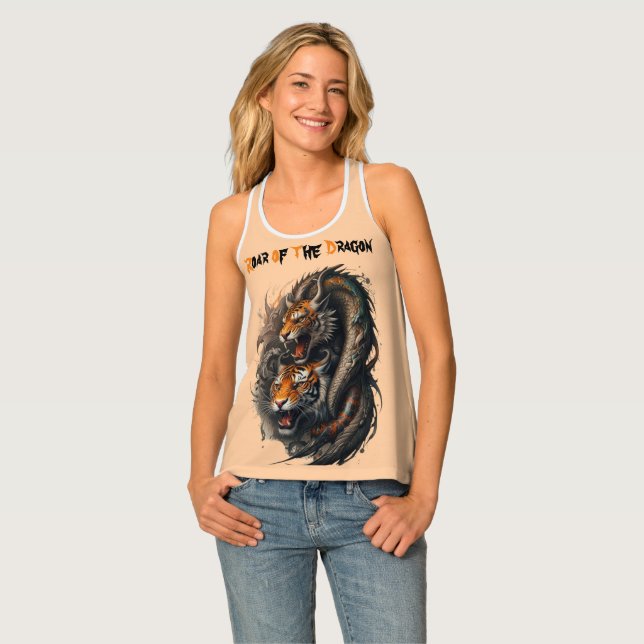 Untamed Legends: The Tiger-Dragon Hybrid Tank Top (Front Full)