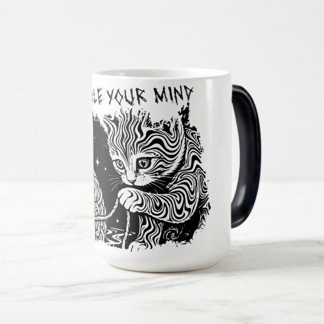 Untangle Your Mind - Psychedelic Cat  Color Morph Mug (Front Right)