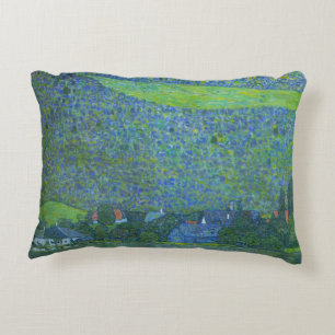 Unterach at Attersee by Klimt, Vintage Art Nouveau Decorative Pillow