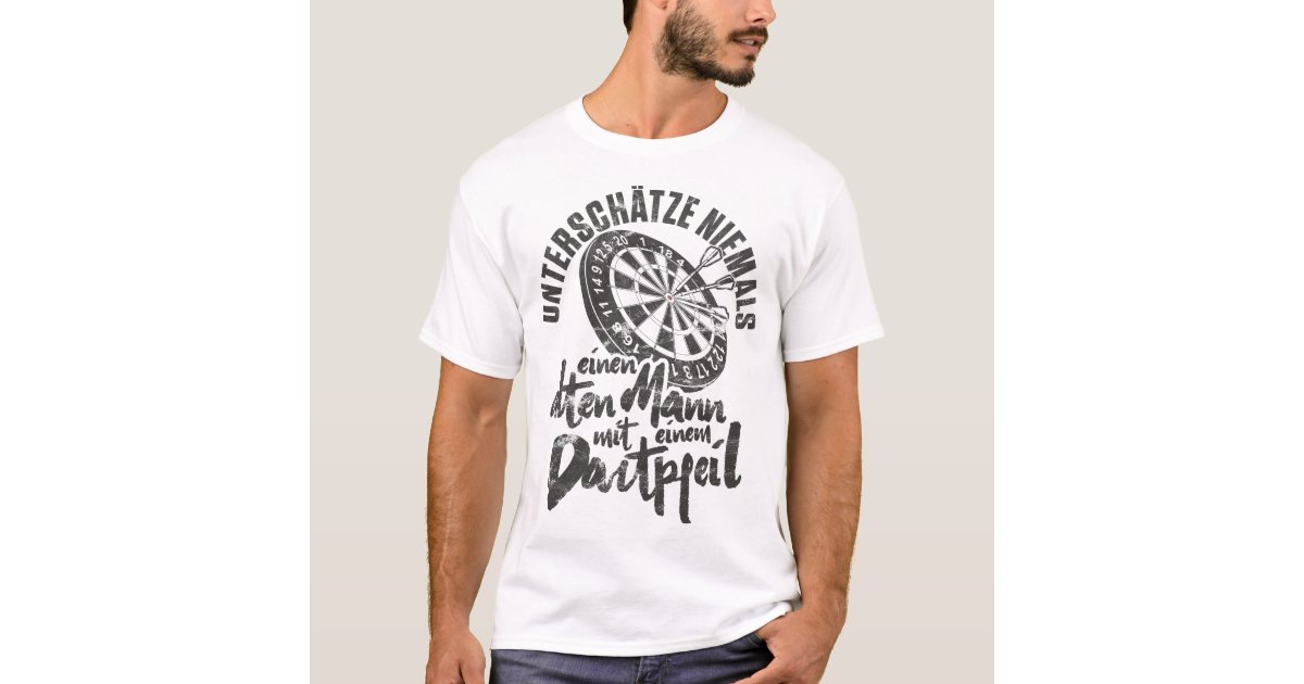 Unterschatze Niemals Alten Mann Mit Dartpfeil T Shirt Zazzle Com