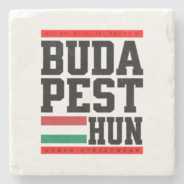 Untersetzer aus Marmor mit Koordinaten Retro-Style Stone Coaster (Front)