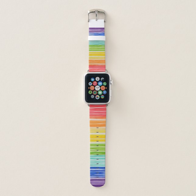 Untidy rainbow stripes apple watch band (Front)