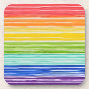 Untidy rainbow stripes beverage coaster