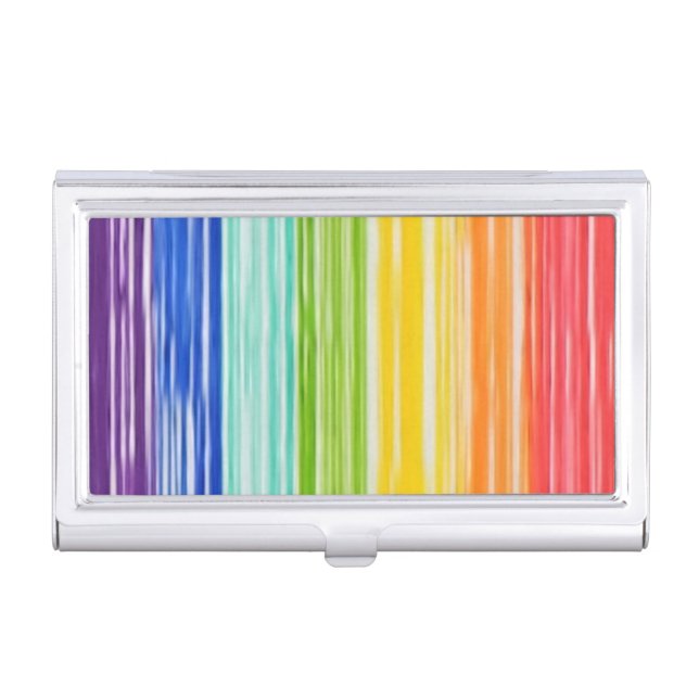 Untidy rainbow stripes business card case (Front)