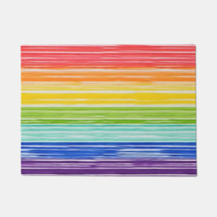 Untidy rainbow stripes doormat