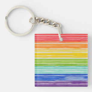 Untidy rainbow stripes keychain
