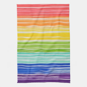 Untidy rainbow stripes kitchen towel