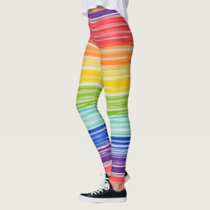 Untidy rainbow stripes leggings