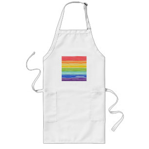 Untidy rainbow stripes long apron
