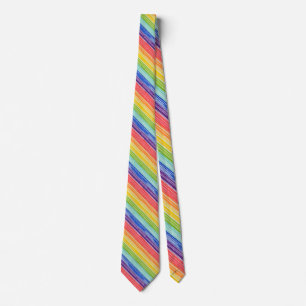 Untidy rainbow stripes neck tie