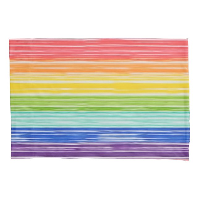 Untidy rainbow stripes pillow case (Front)
