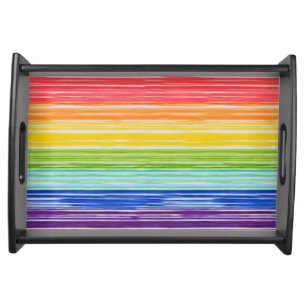 Untidy rainbow stripes serving tray