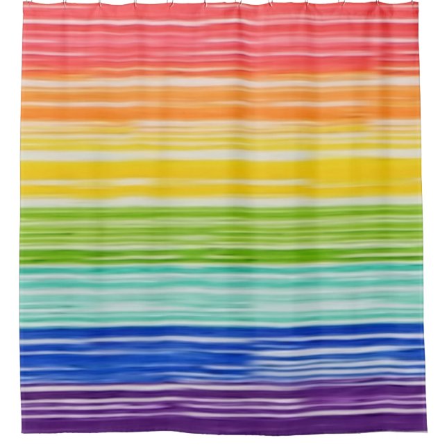 Untidy rainbow stripes shower curtain (Front)