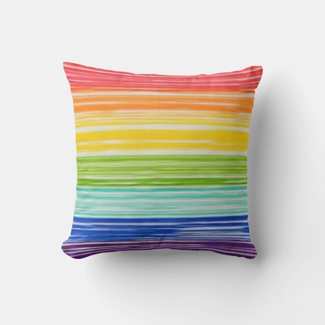 Untidy rainbow stripes throw pillow (Front)