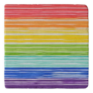 Untidy rainbow stripes trivet