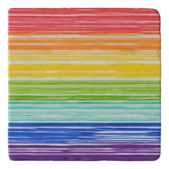 Untidy rainbow stripes trivet (Front)